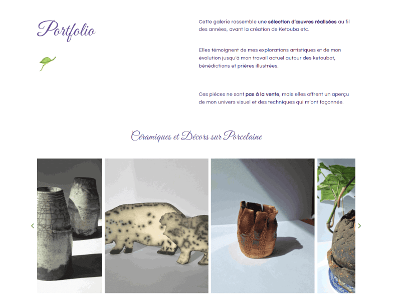 Page portfolio du site Ketouba etc